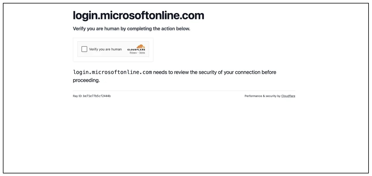 Fake Cloudflare Turnstile challenge landing page used by TA416 (Source - Proofpoint)