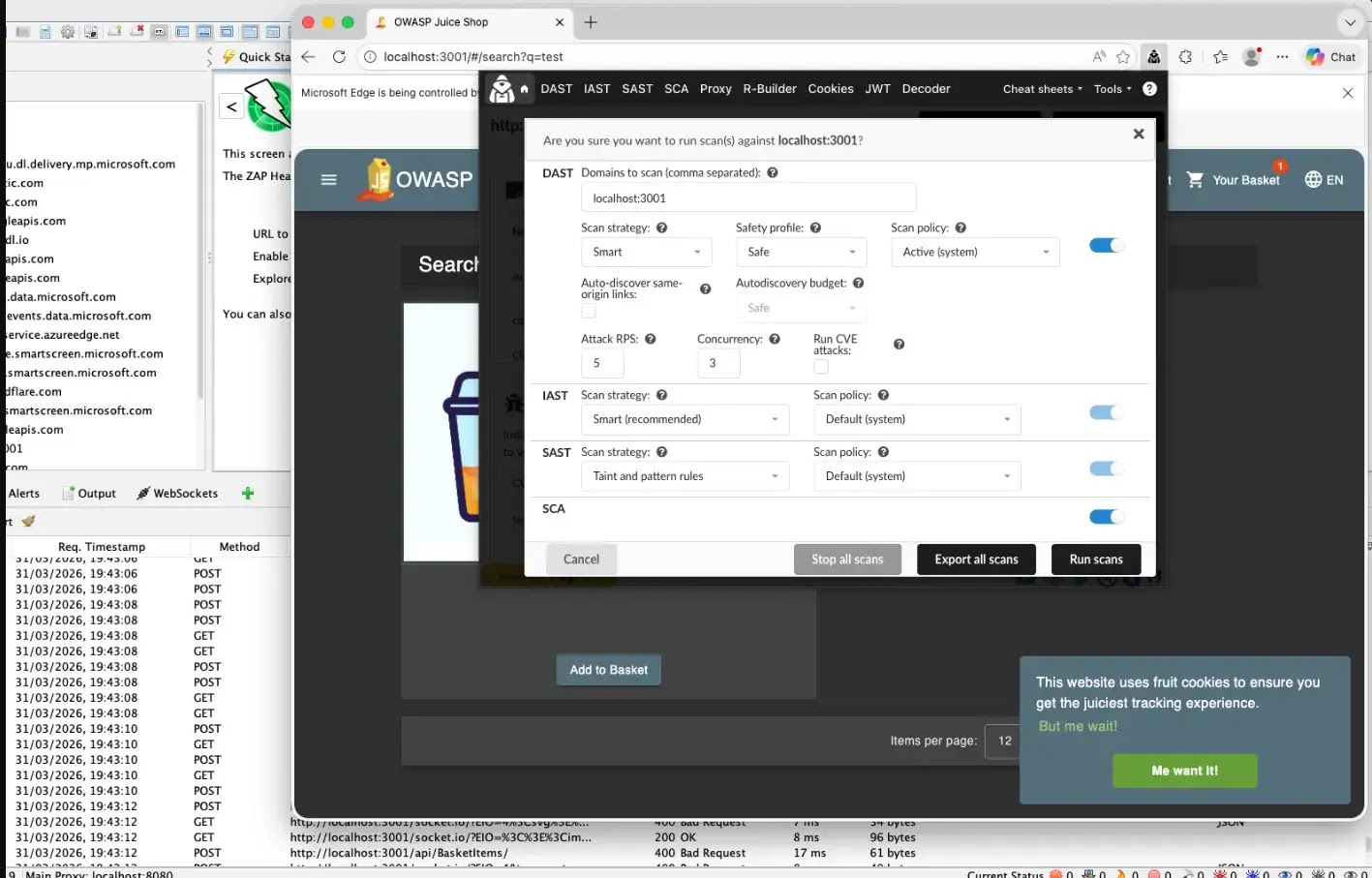 Launch a browser from ZAP straight into Juice Shop  (Source: Zaproxy)