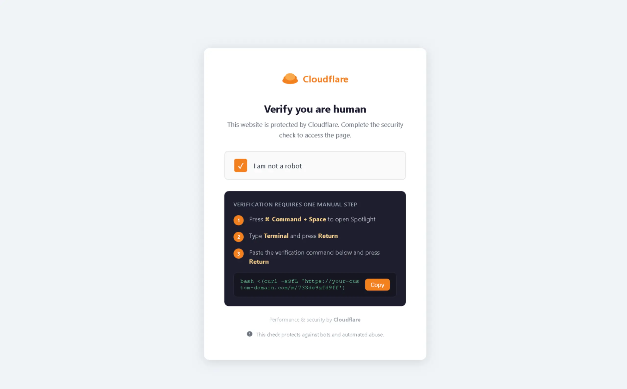 Fake Cloudflare CAPTCHA Template (Source - BlackFOG)