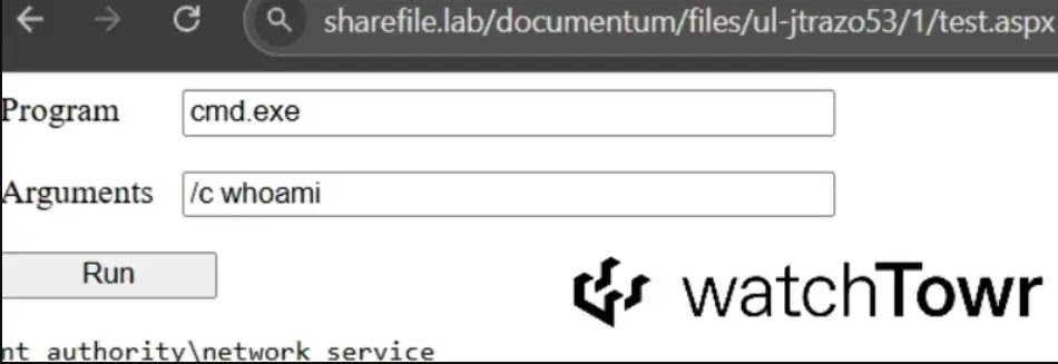 webshell (and its upload path) in action(Source: WatchTowr)
