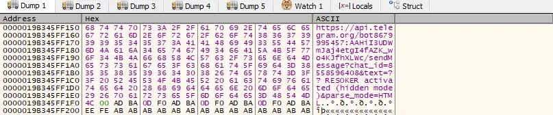 Telegram Bot API URL Used for C2 Communication (Source - K7 Security Labs)