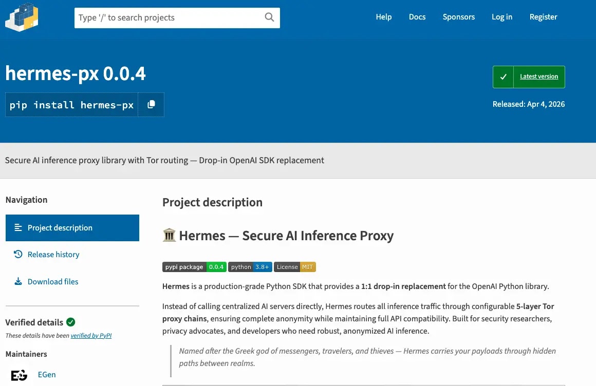 hermes-px README CLI Execution Command (Source - JFrog)