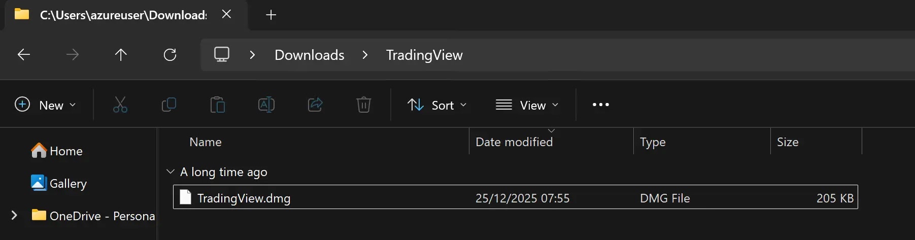 Mounted TradingView DMG showing the application icon over a branded background designed to appear like a legitimate installer (Source - Hexastrike)