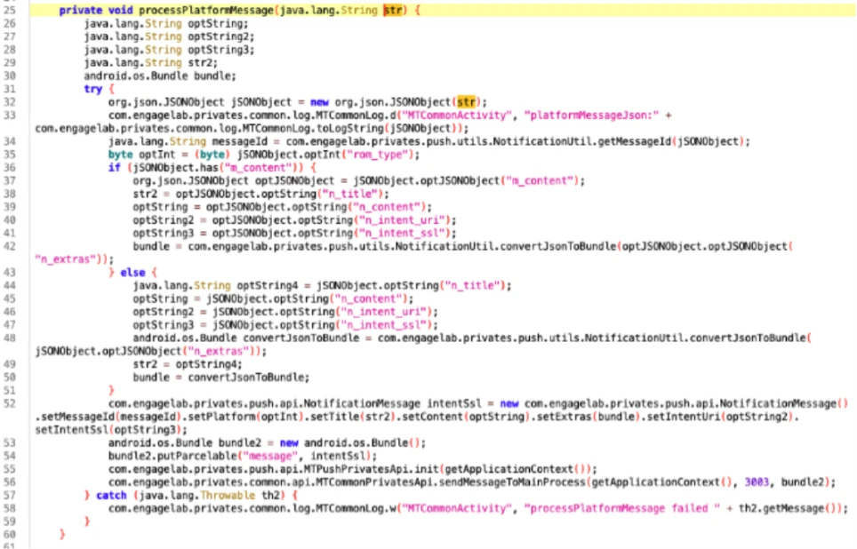 The processPlatformMessage() method (Source - Microsoft)