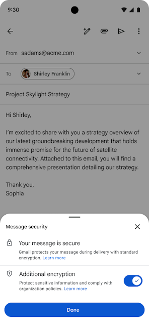 Composing a E2EE message in Gmail (Source: Google)
