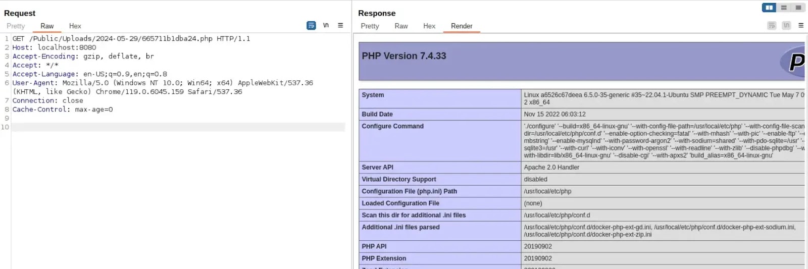 phpinfo() executed successfully(source : github)