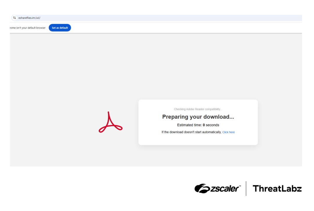 Fraudulent page impersonating Adobe (Source - Zscaler)