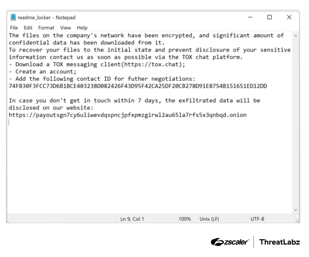 Example of Payouts King ransomware note (Source - Zscaler)