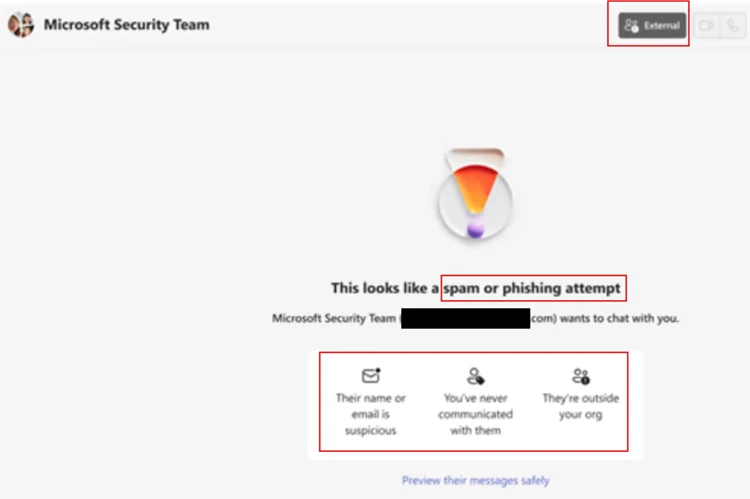 Spam or phishing alert (Source - Micrsoft)