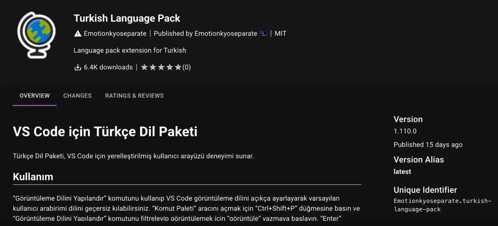 A fake Turkish language pack for Visual Studio Code(source :socket)