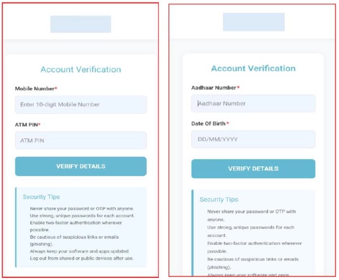 WebView phishing screen prompting users to enter their Aadhaar number and date of birth (Source - Cyfirma)