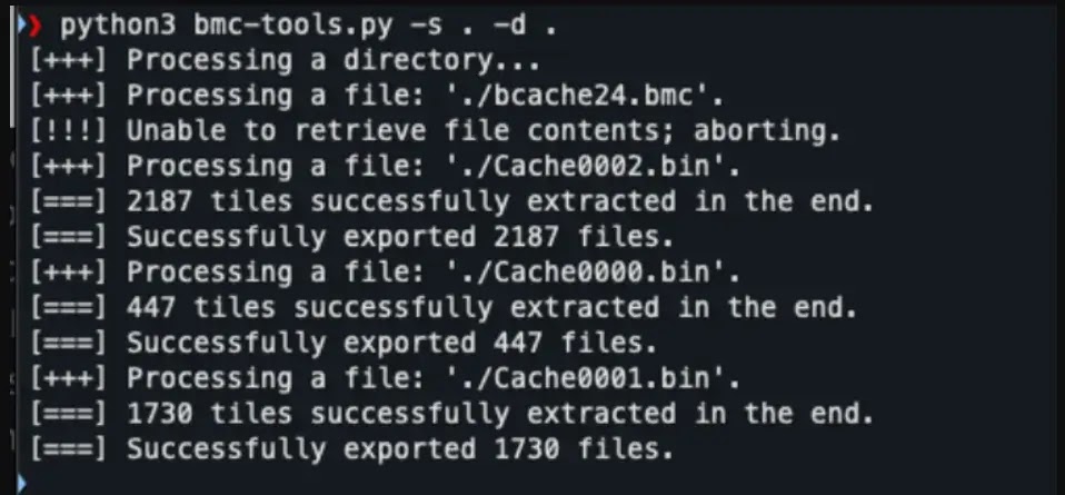 bmc-tools splits the cache into thousands of tiny image tiles(source :scythe)