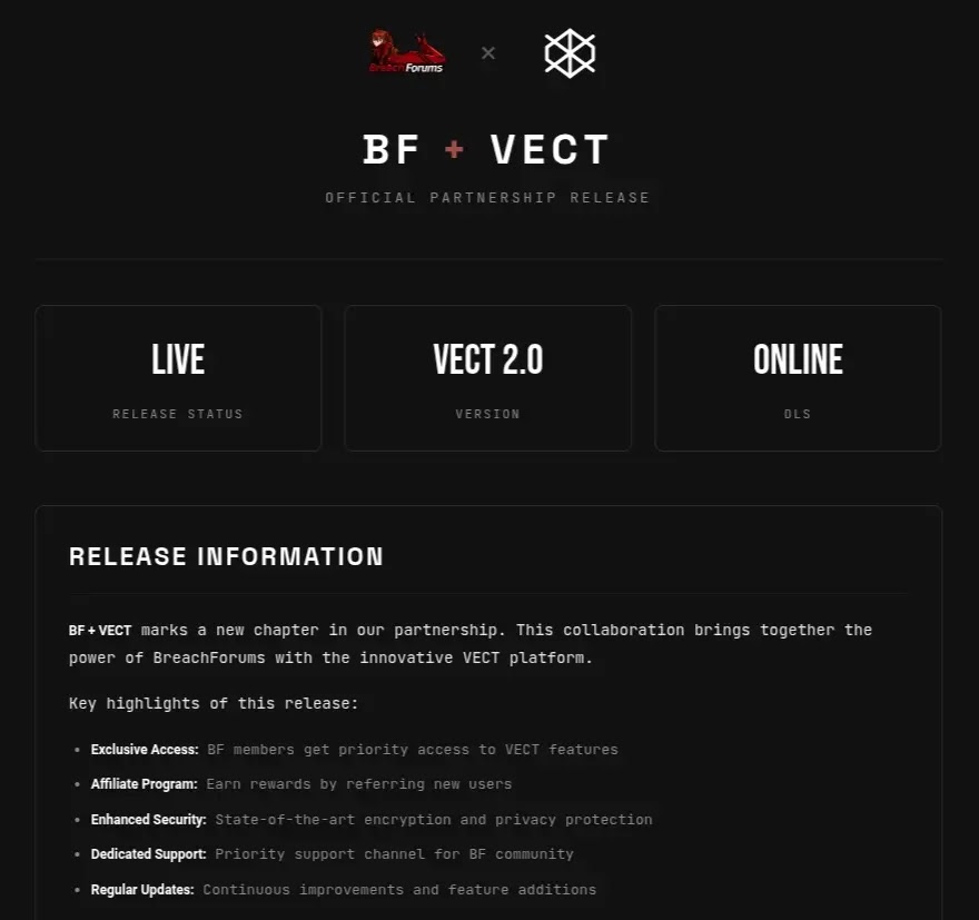 Partnership release page on BreachForums (Source - Check Point)