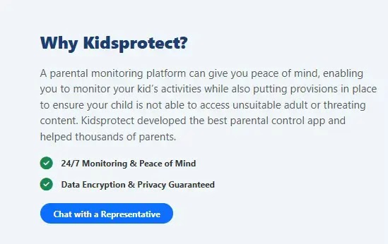 Marketing Copy From KidsProtect's Website (Source - Certo)