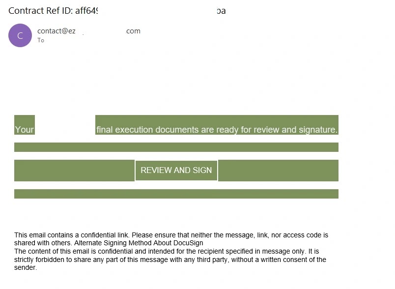 Phishing email imitating a Docusign notification (Source - Securelist)