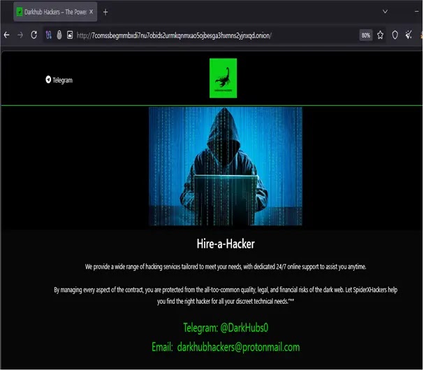 Darkhub hacking-for-hire service site interface (Source - Oasis Security)