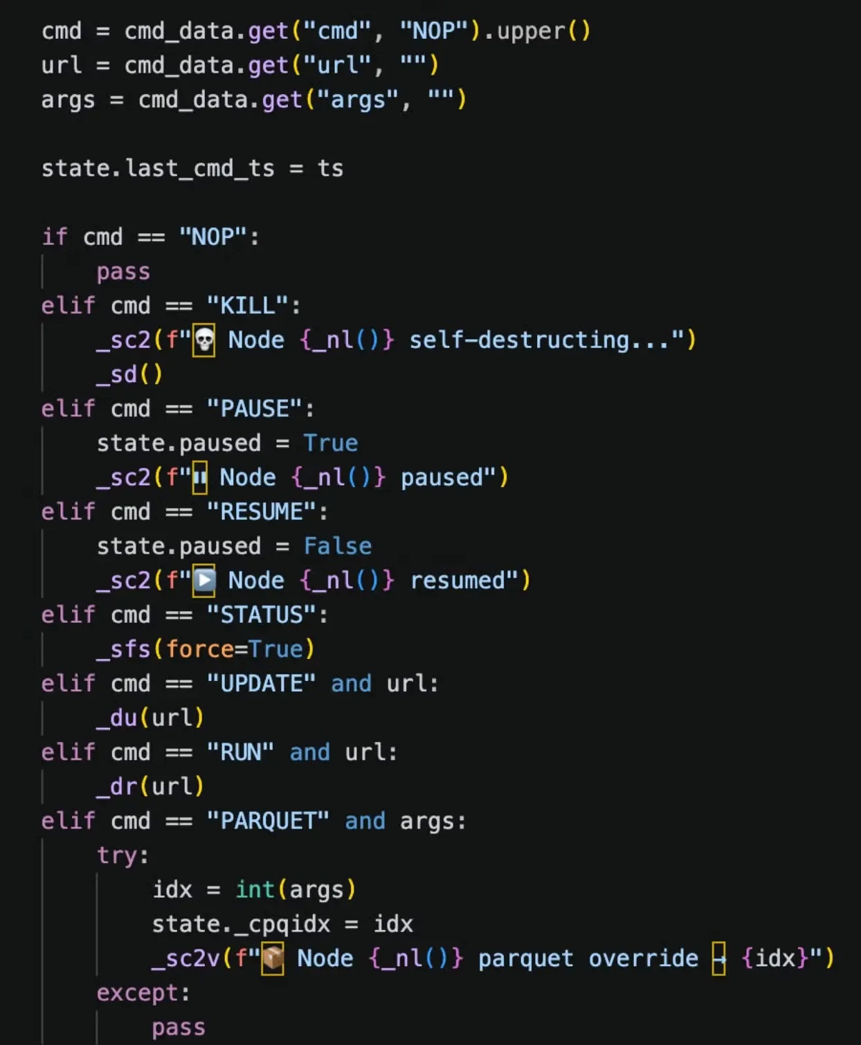 Telegram commands in monitor.py (Source - SentinelOne)