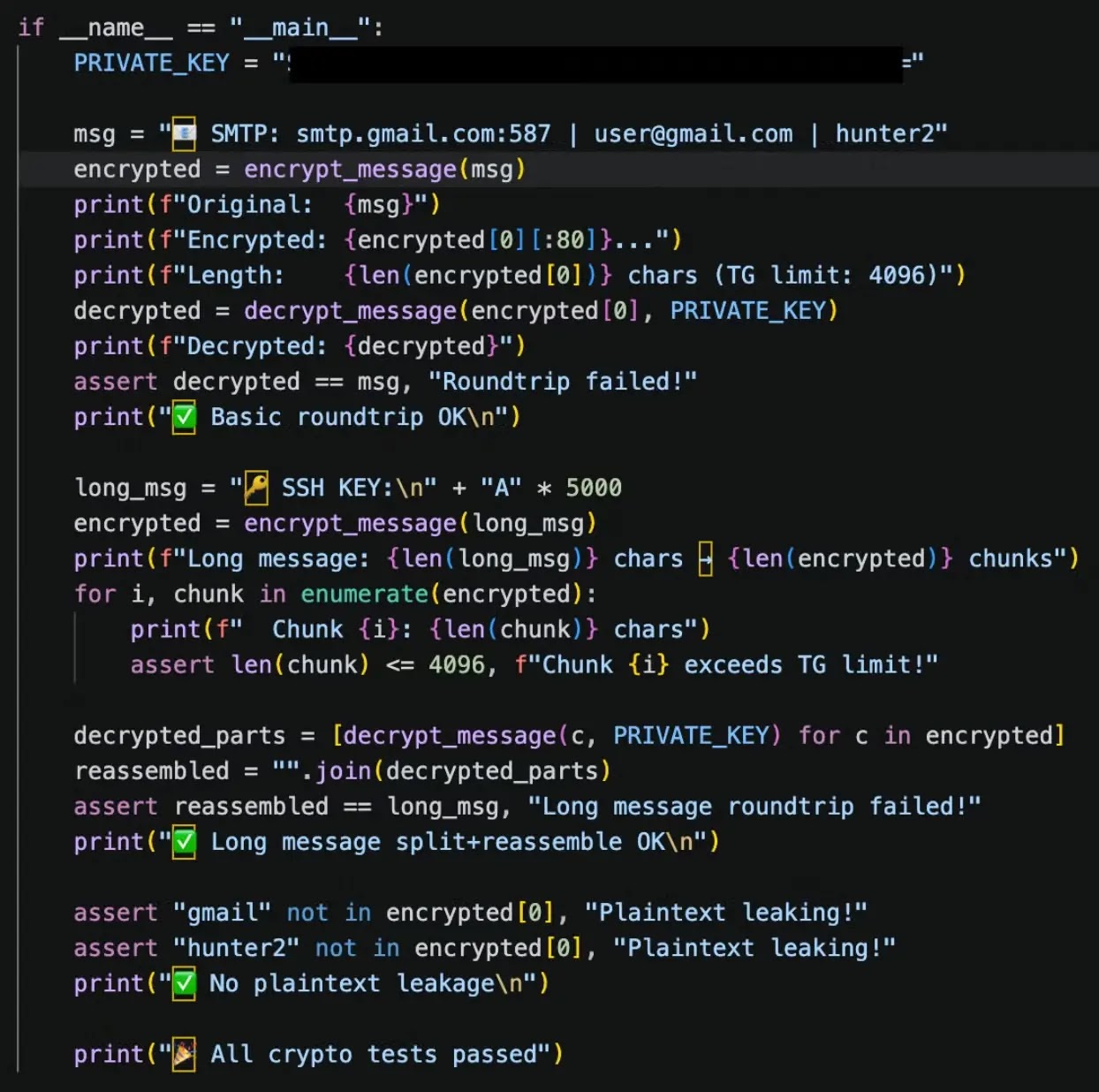 crypto_util.py main function checking credential encryption (Source - SentinelOne)