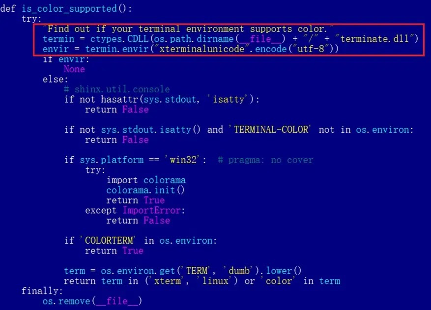 The code loads the dropper into the host Python process (Source - Securelist)