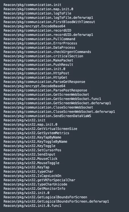 Extracted TencShell package paths and function names (Source - CATO Networks)