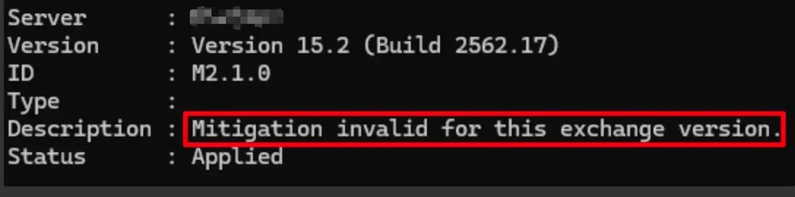 warning displayed in mitigation details(source : .microsoft)