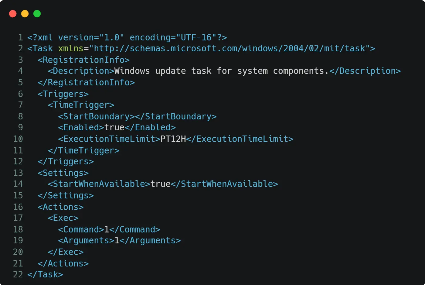 Scheduled task template downloaded from the C&C server (Source - Welivesecurity)