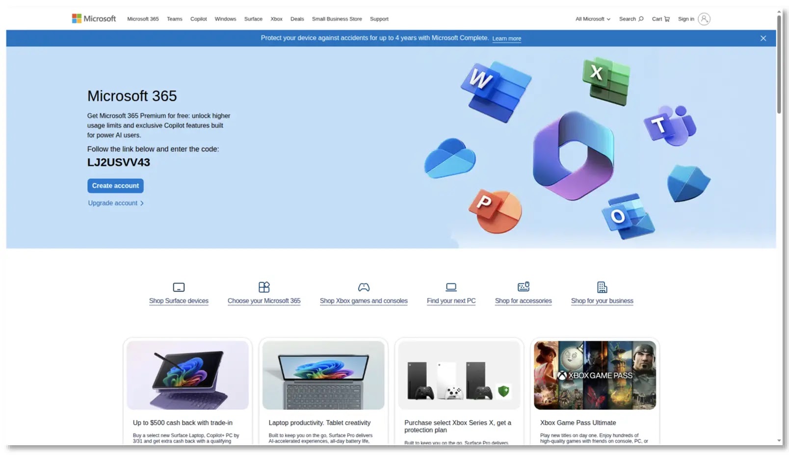 Microsoft impersonation landing page containing actor-generated device code (Source - Proofpoint)