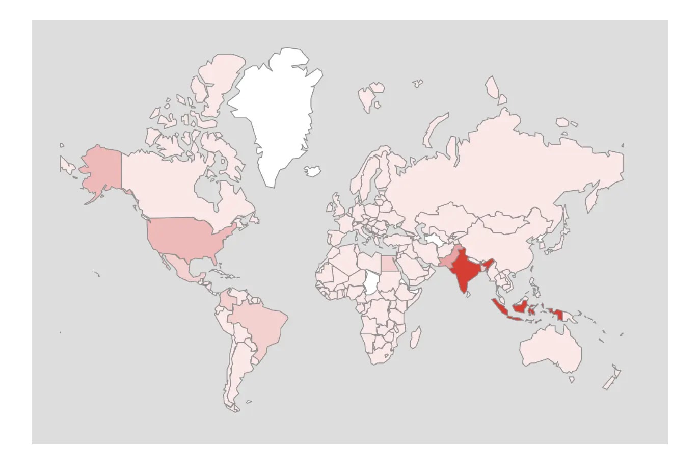 Global Distribution of CountLoader Infections (Source - McAfee)