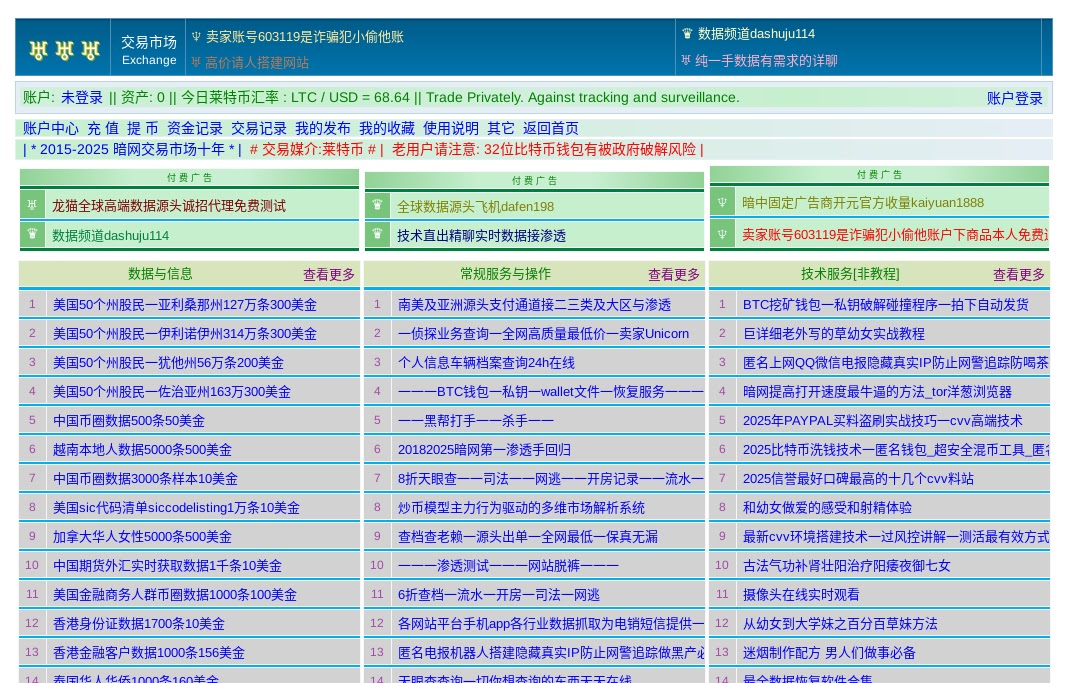 Exchange Market dark web forum (Source - Group-IB)