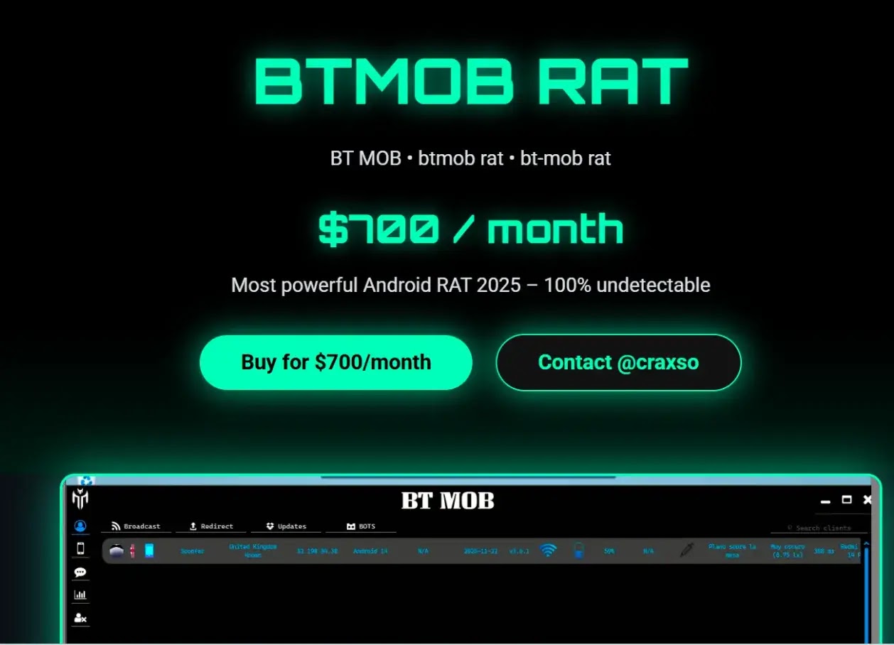 BTMOB offer on the surface web(source :.welivesecurity)