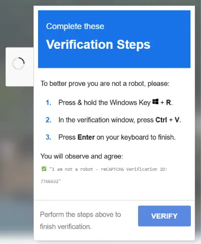 The ClickFix social engineering overlay rendered in the victim’s browser (Source - Trend Micro)