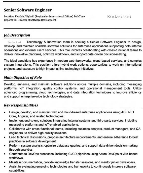 A fake job description document, designed by the attacker to impersonate a global air carrier company (Source - Unit42)