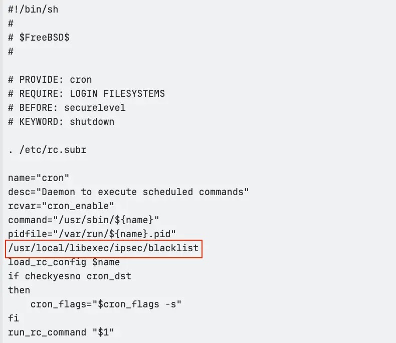 Modified cron file (Source - Volexity)
