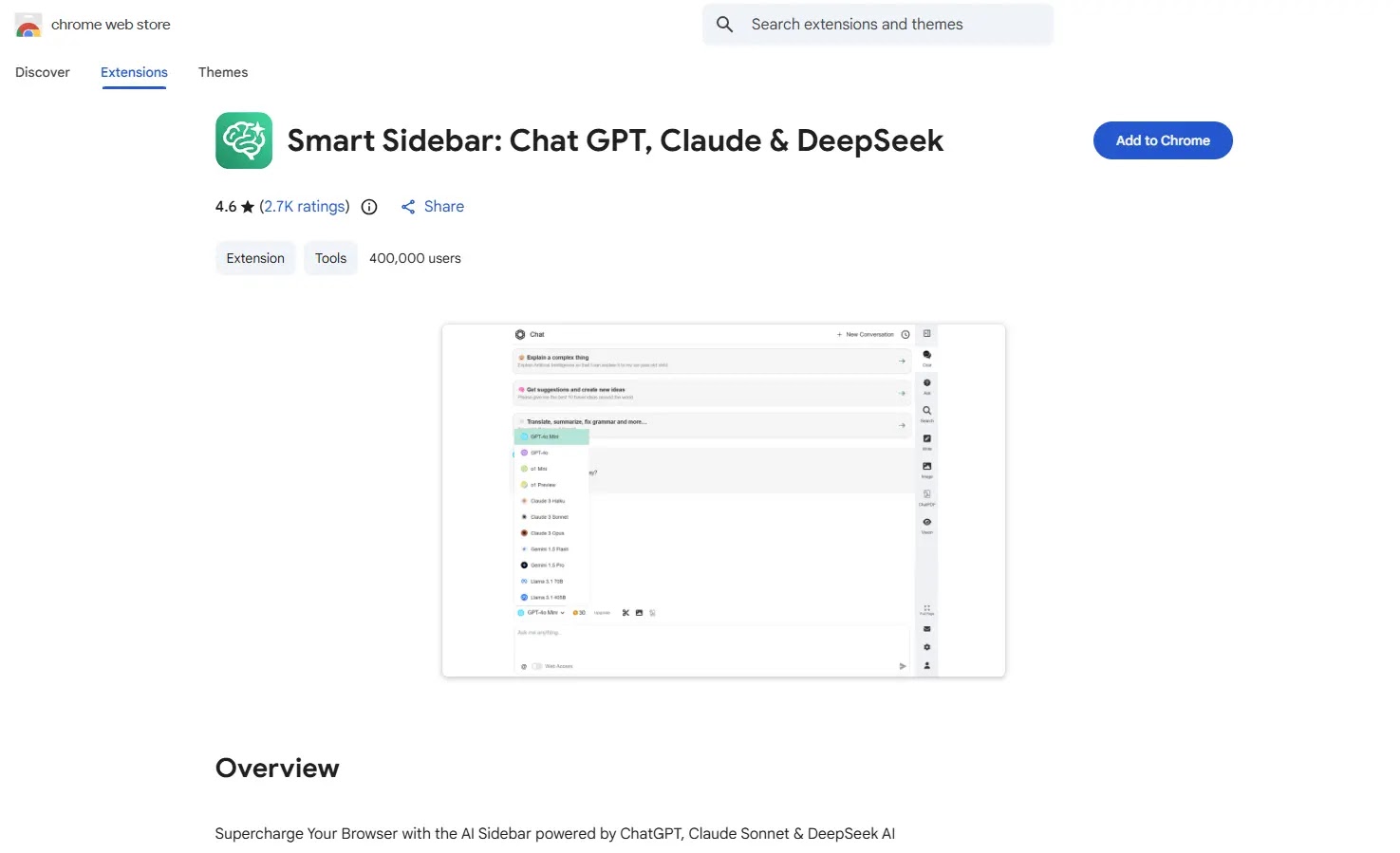 Smart Sidebar Chrome Web Store (Source - G Data)