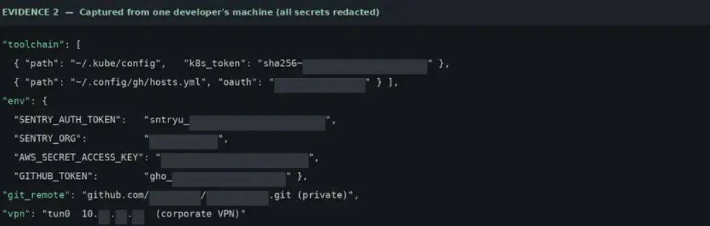 The victim saw only benign diagnostics while the agent silently exposed cloud, source-control, and cluster credentials to an attacker (source : tenetsecurity)